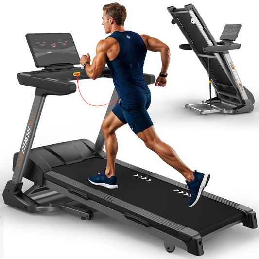 CharonFit T600 Laufband für Zuhause Klappbar mit 18-stufige Automatische Steigung bis 18km/h: 4.5-PS-Motor, 150KG Tragfähigkeit, App kompatibel