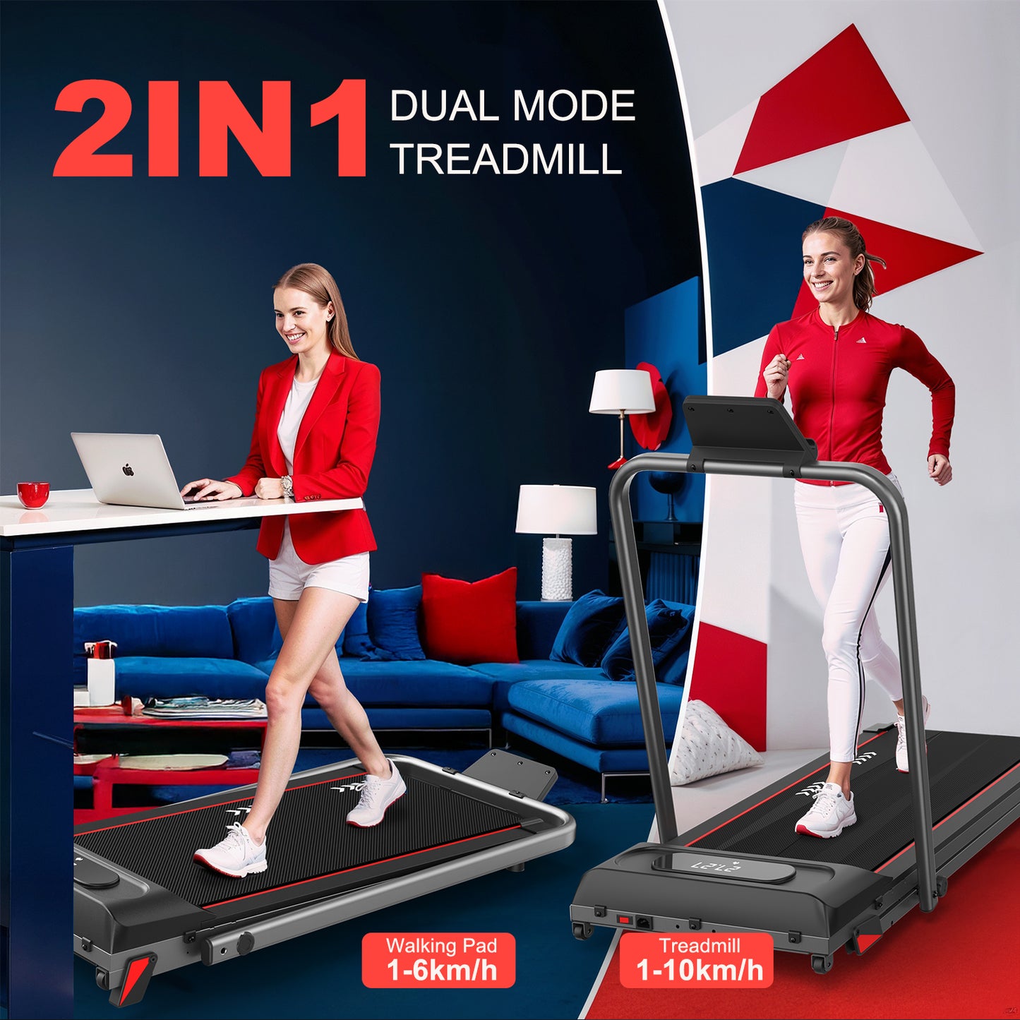 CharonFit Laufband für Zuhause Walking Pad: Mit 2,25 PS Motor, 100kg Gewichtskapazität, 4% Neigung, 1-10km/h