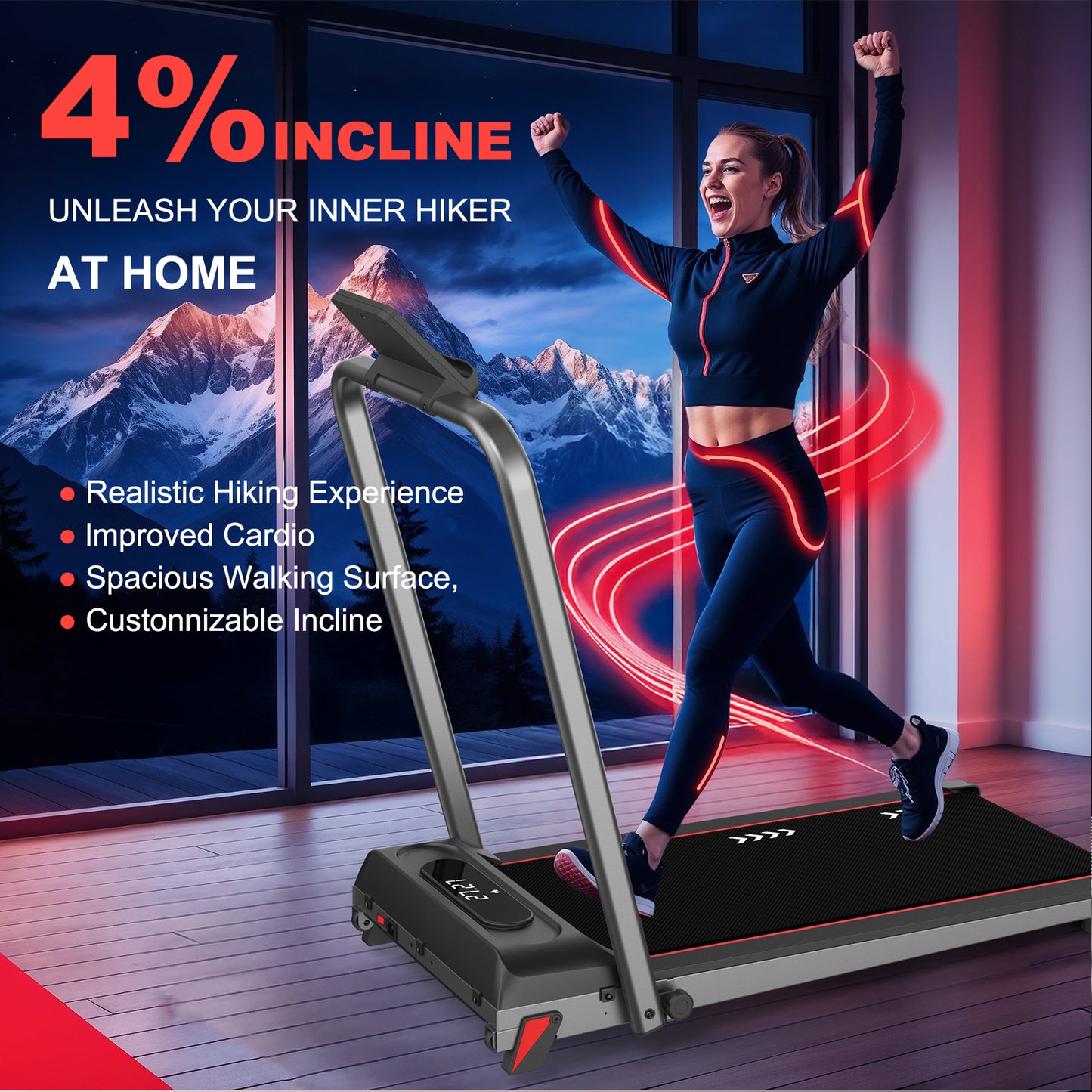 CharonFit Laufband für Zuhause Walking Pad: Mit 2,25 PS Motor, 100kg Gewichtskapazität, 4% Neigung, 1-10km/h