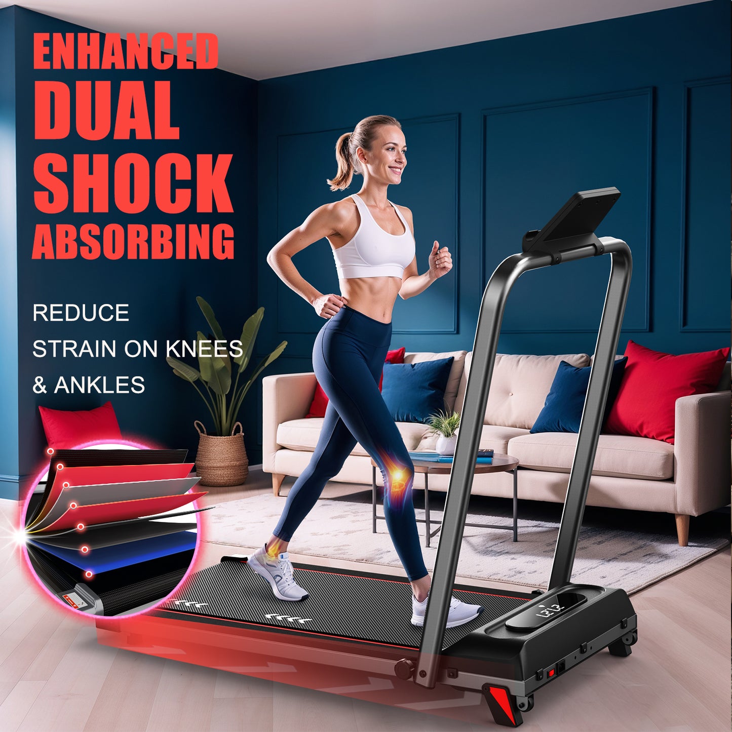 CharonFit Laufband für Zuhause Walking Pad: Mit 2,25 PS Motor, 100kg Gewichtskapazität, 4% Neigung, 1-10km/h