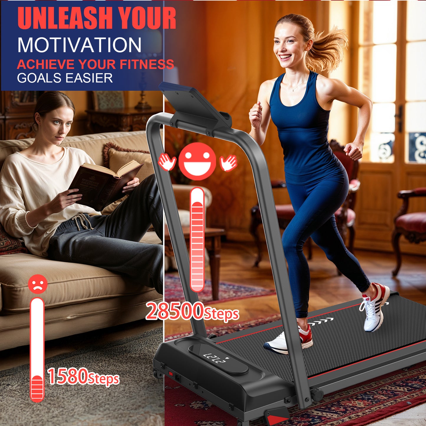 CharonFit Laufband für Zuhause Walking Pad: Mit 2,25 PS Motor, 100kg Gewichtskapazität, 4% Neigung, 1-10km/h