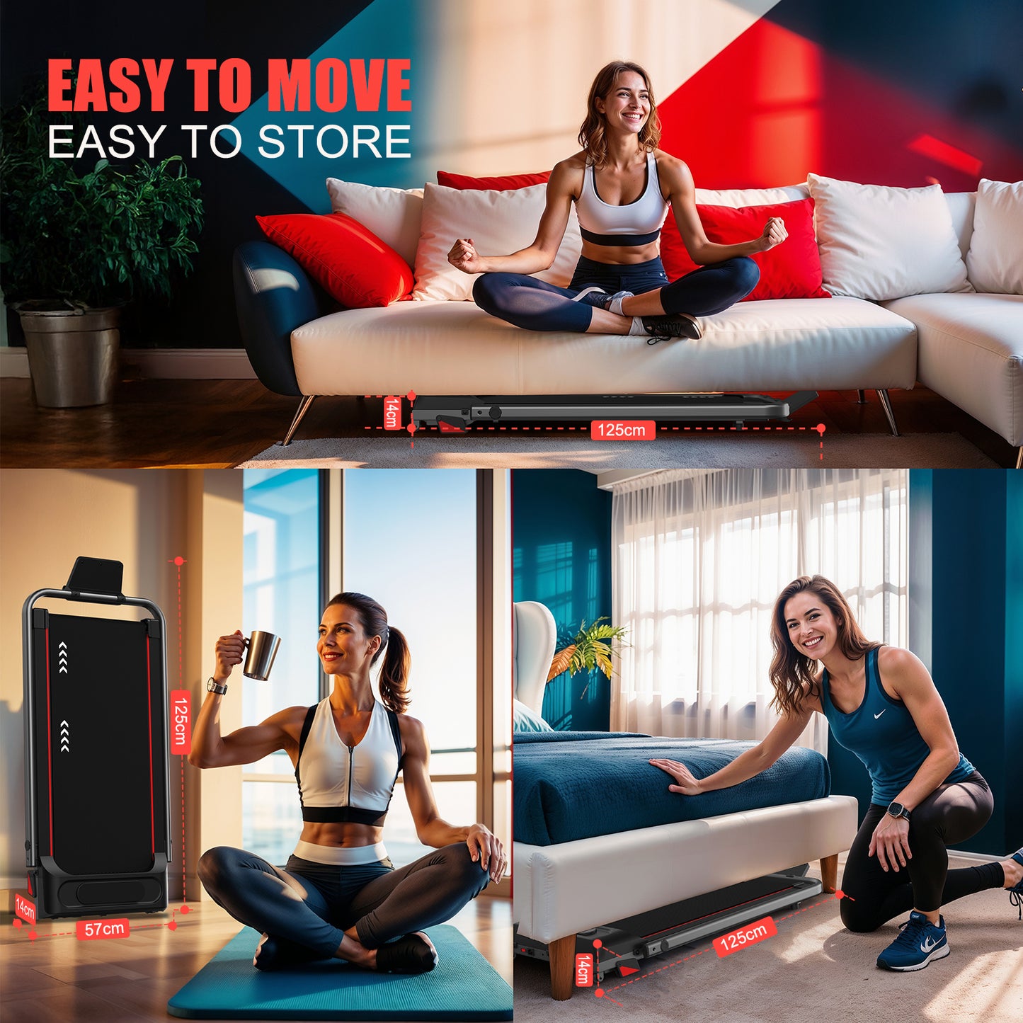 CharonFit Laufband für Zuhause Walking Pad: Mit 2,25 PS Motor, 100kg Gewichtskapazität, 4% Neigung, 1-10km/h