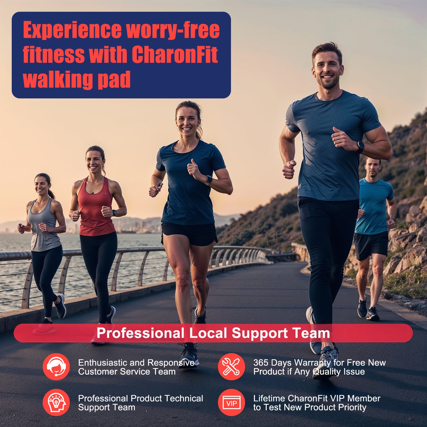 CharonFit Laufband für Zuhause Walking Pad: Mit 2,25 PS Motor, 100kg Gewichtskapazität, 4% Neigung, 1-10km/h