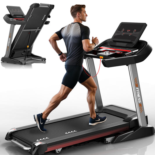 CharonFit Laufband für Zuhause Klappbar mit Steigung: 150KG Tragfähigkeit, Max 18kmh Geschwindigkeitspanne, 18 Automatische Neigung, 25 Voreingestellte Programme