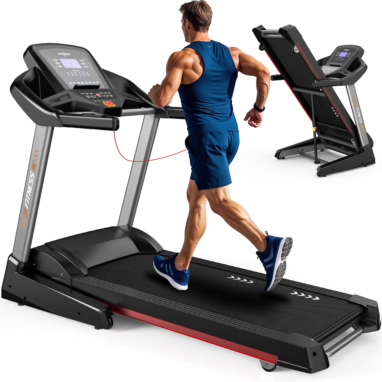 CharonFit Laufband für Zuhause Klappbar mit Steigung: 160KG Tragfähigkeit, Max 20kmh Geschwindigkeitspanne, 20 Automatische Neigung, 25 Voreingestellte Programme