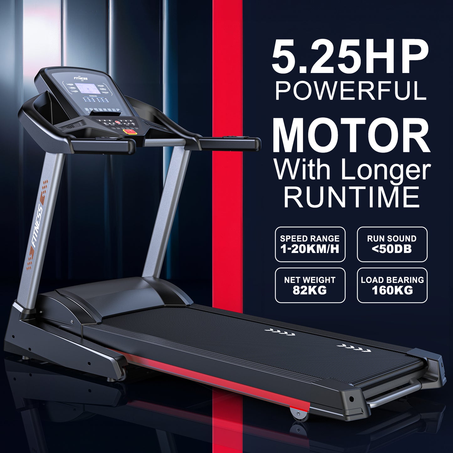 CharonFit Laufband für Zuhause Klappbar mit Steigung: 160KG Tragfähigkeit, Max 20kmh Geschwindigkeitspanne, 20 Automatische Neigung, 25 Voreingestellte Programme