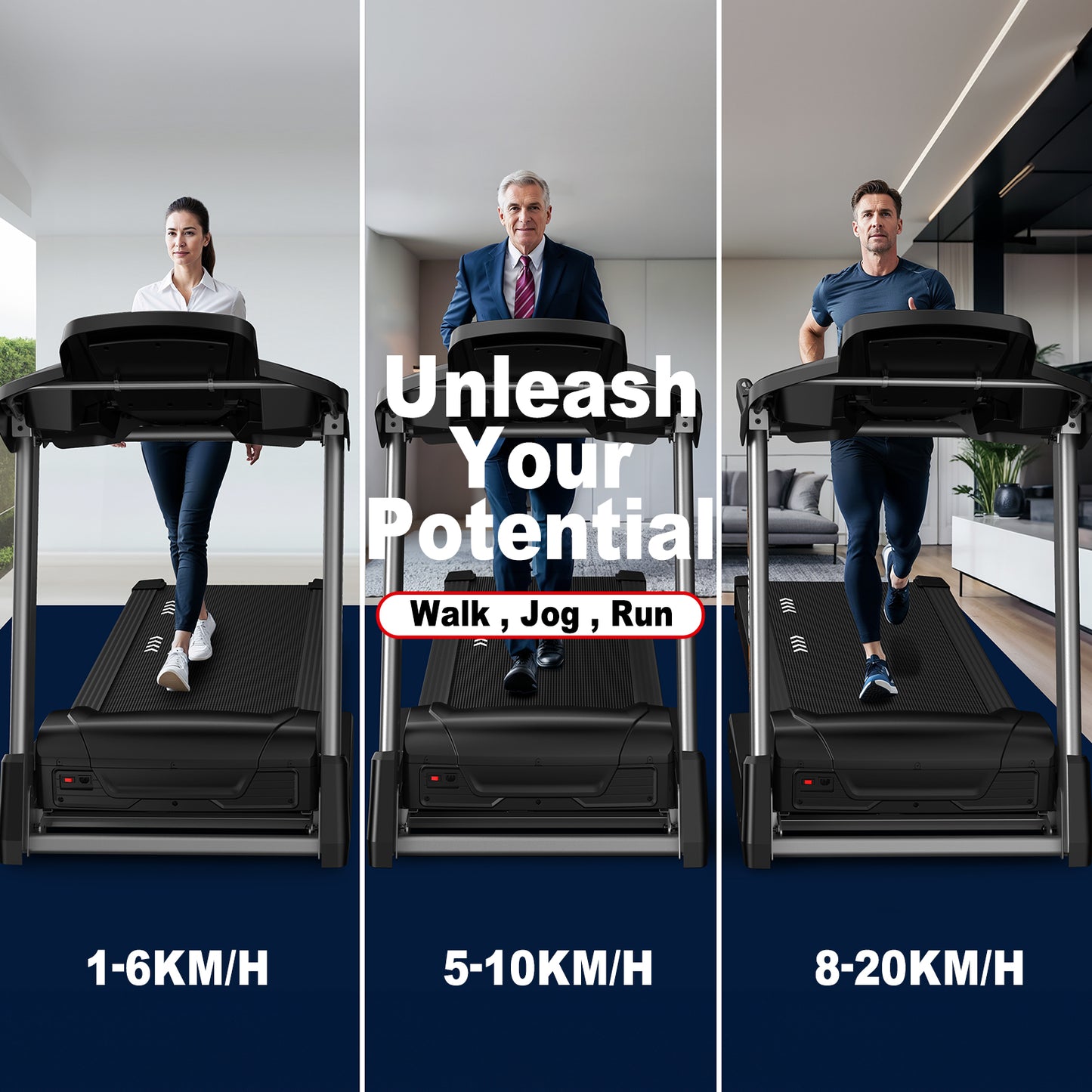 CharonFit Laufband für Zuhause Klappbar mit Steigung: 160KG Tragfähigkeit, Max 20kmh Geschwindigkeitspanne, 20 Automatische Neigung, 25 Voreingestellte Programme