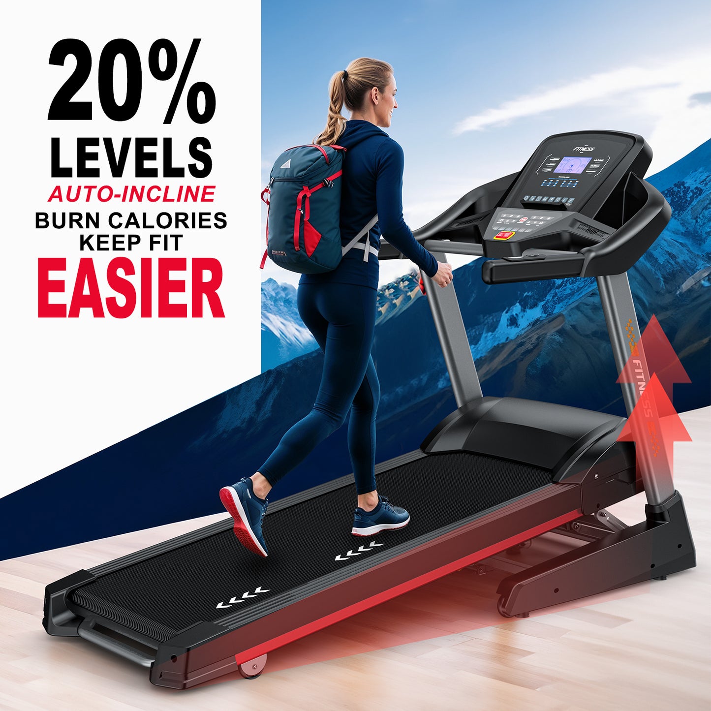 CharonFit Laufband für Zuhause Klappbar mit Steigung: 160KG Tragfähigkeit, Max 20kmh Geschwindigkeitspanne, 20 Automatische Neigung, 25 Voreingestellte Programme