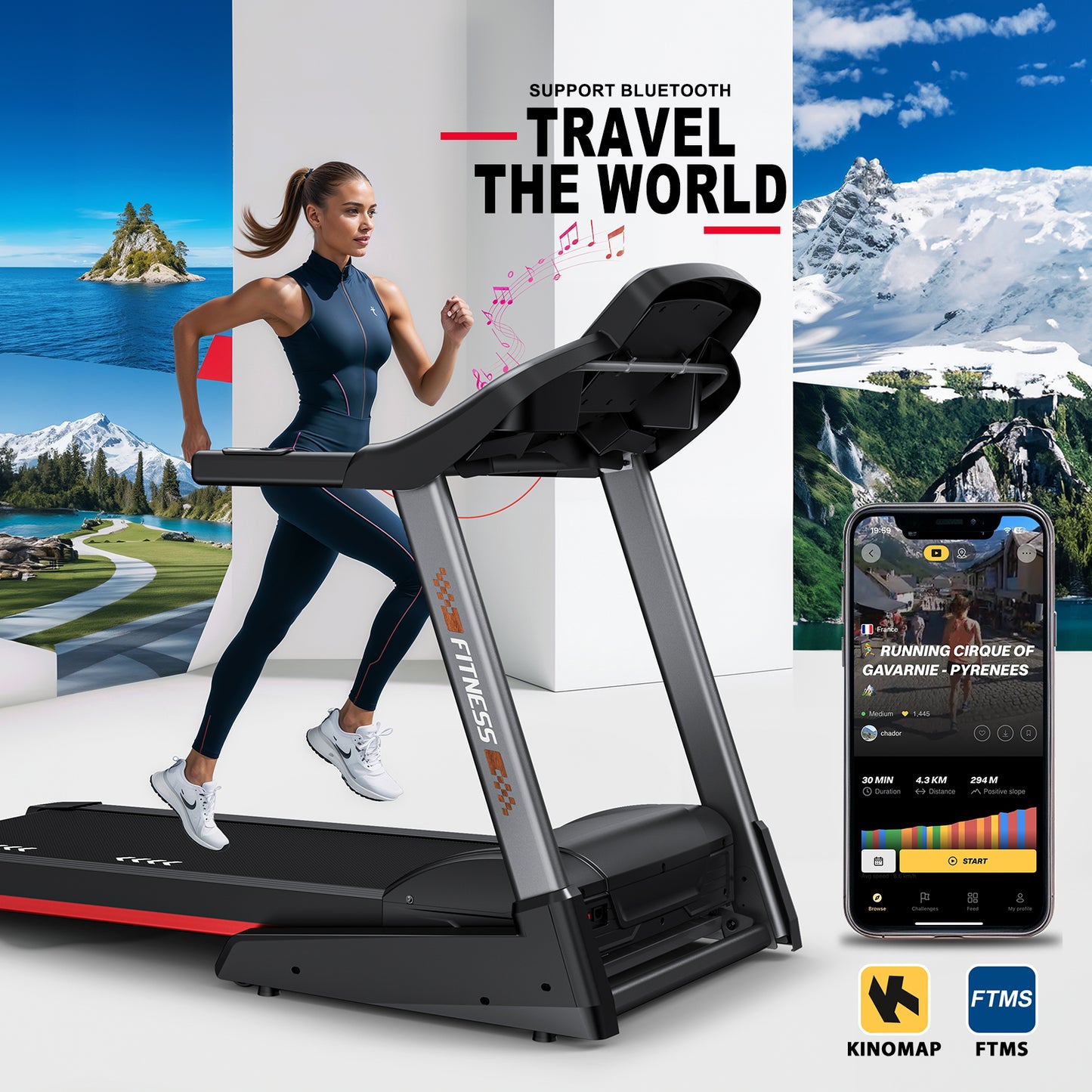 CharonFit Laufband für Zuhause Klappbar mit Steigung: 160KG Tragfähigkeit, Max 20kmh Geschwindigkeitspanne, 20 Automatische Neigung, 25 Voreingestellte Programme